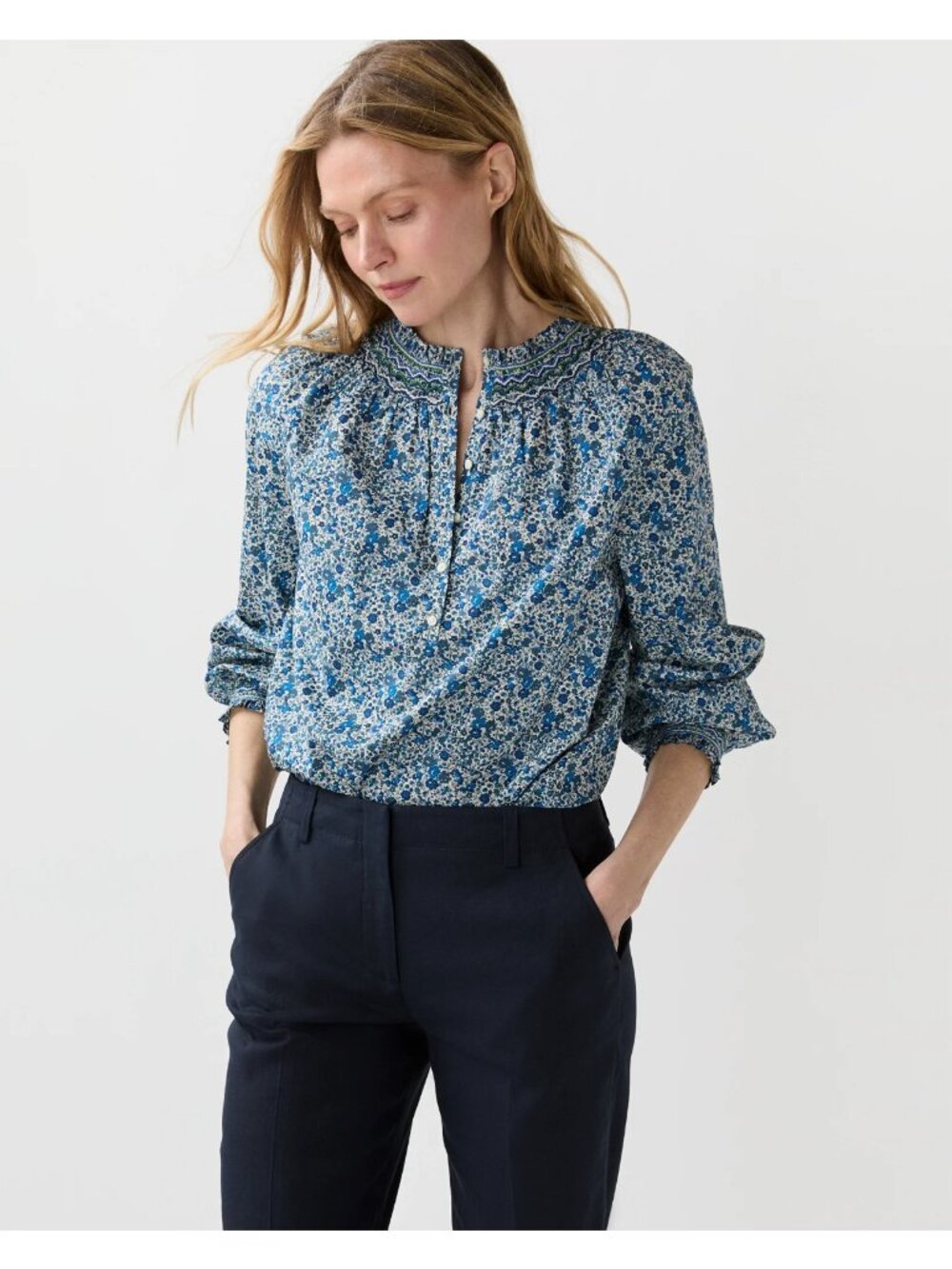 Ann Mashburn Sz XL Christine Smocking Top Georgina Liberty of London Floral